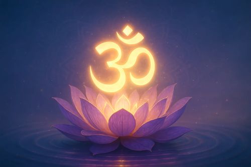 Om symbol with lotus flower - spiritual enlightenment
